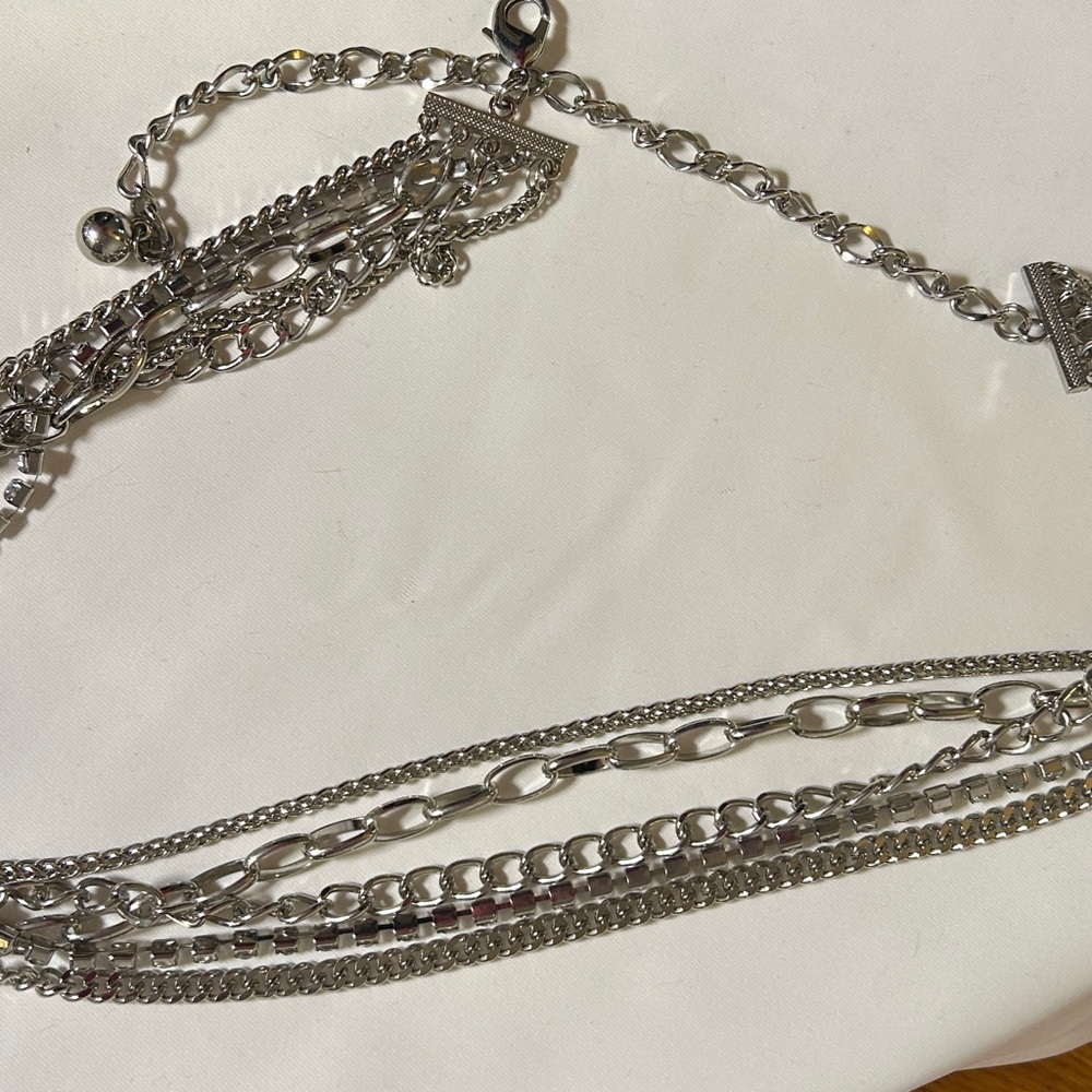 Silver Multi-Chain Statement Belt with Rhinestone… - image 5